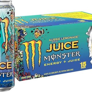 Monster Energy Juice Aussie Style Lemonade, Energy + Juice, 16 Oz (Pack of 15)