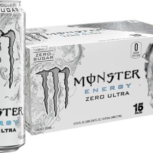 Monster Energy Zero Ultra, Sugar Free Energy Drink, 16 Ounce (Pack of 15)