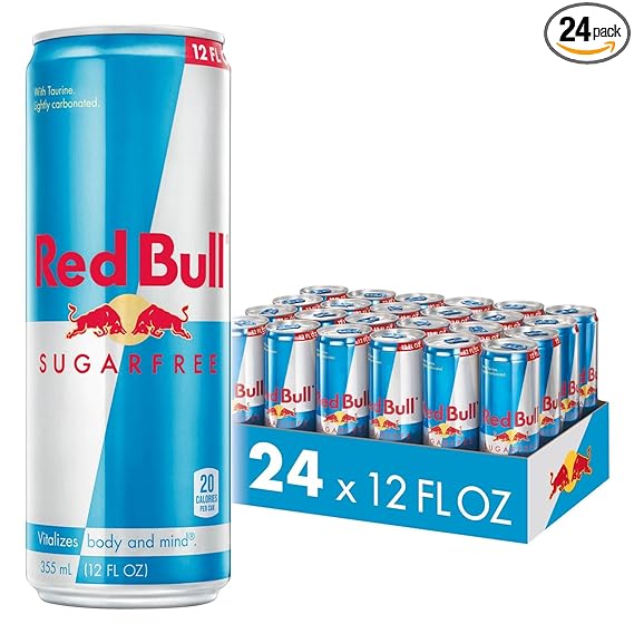 Red Bull Sugar Free Energy Drink with 114mg Caffeine plus Taurine & B Vitamins, 12 Fl Oz, Pack of 24 Cans