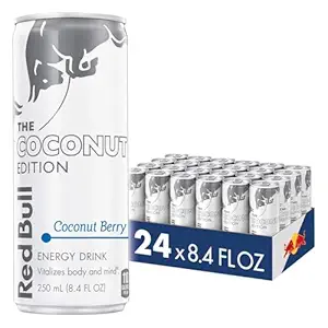 Red Bull Coconut Edition Energy Drink, Coconut Berry, with 80mg Caffeine plus Taurine & B Vitamins, 8.4 Fl Oz, Pack of 24 Cans